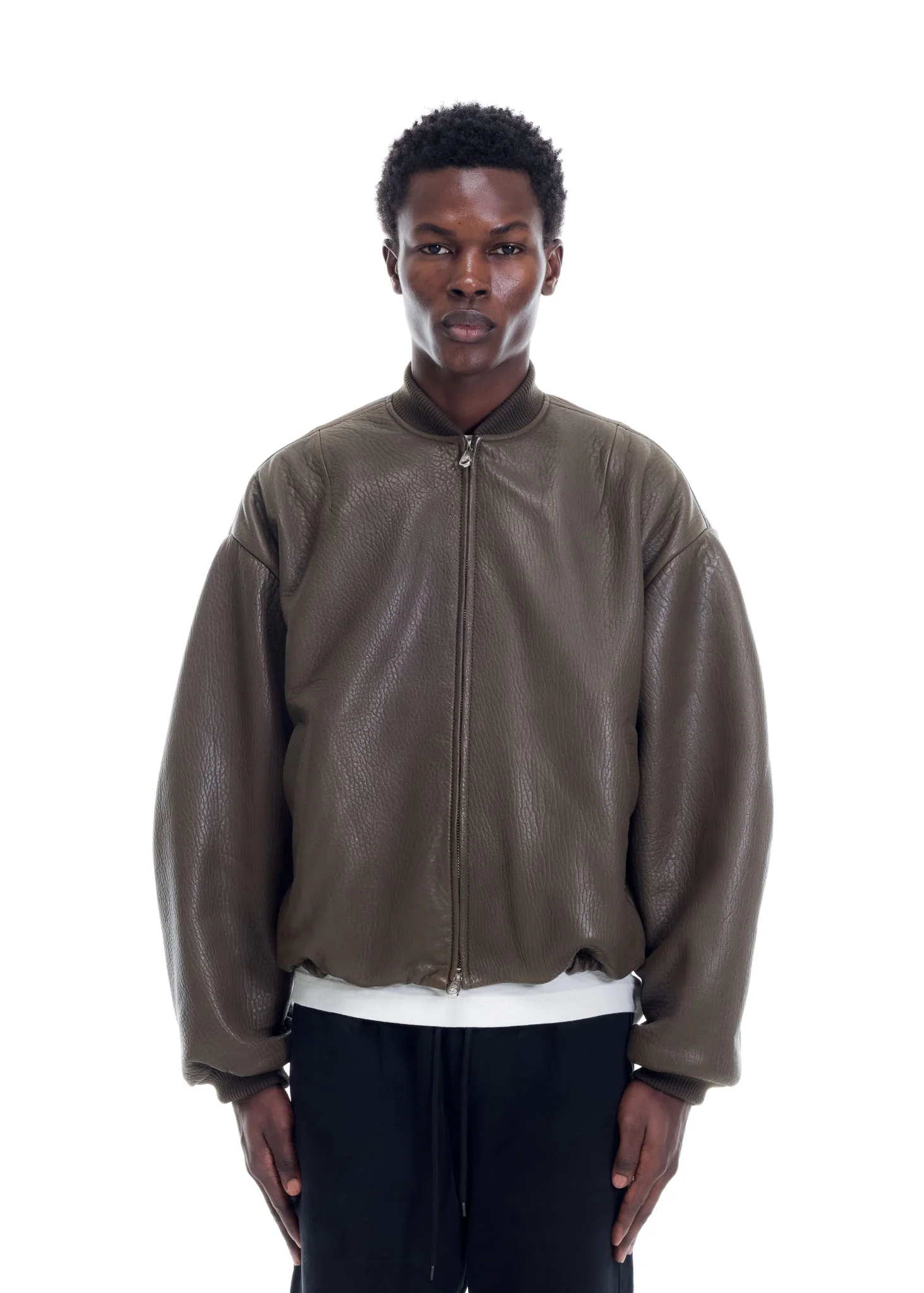 SHRUNKEN LEATHER BOMBER - Image 4