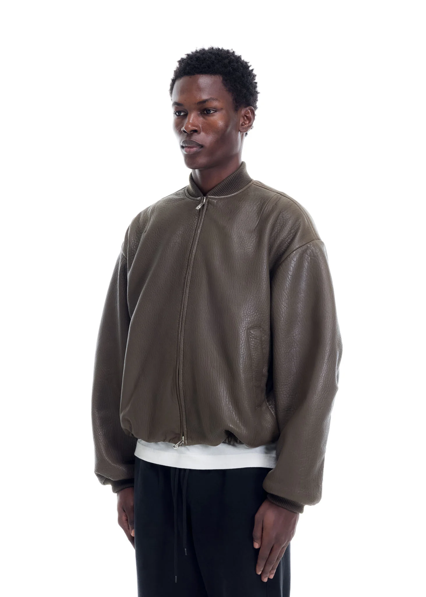 SHRUNKEN LEATHER BOMBER - Image 5